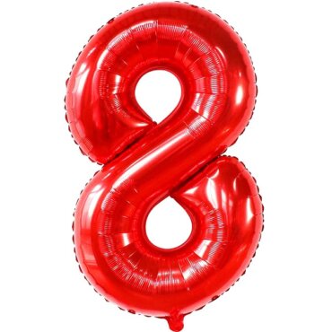 Folinis raudonos spalvos balionas „Skaičius 8"