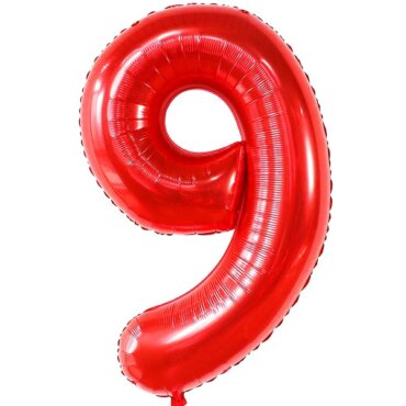 Folinis raudonos spalvos balionas „Skaičius 9"