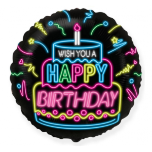 Apvalus folinis balionas Happy Birthday