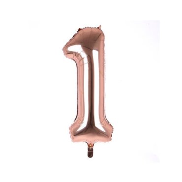 Folinis rožinio aukso balionas „Skaičius 1"