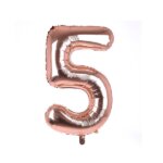 Folinis rožinio aukso balionas „Skaičius 5"