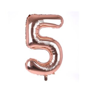 Folinis rožinio aukso balionas „Skaičius 5"