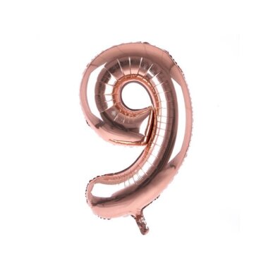 Folinis rožinio aukso balionas „Skaičius 9"