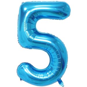 Folinis žydras balionas „Skaičius 5"