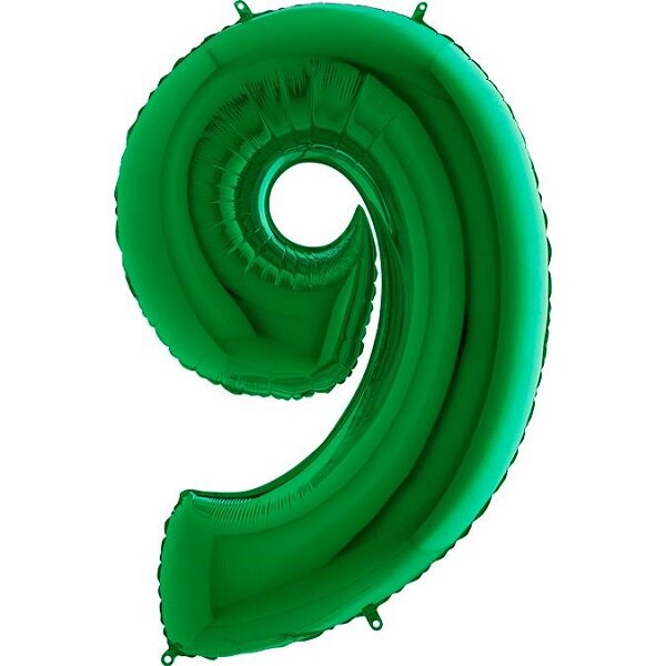 Žalios spalvos folinis balionas „Skaičius 9"