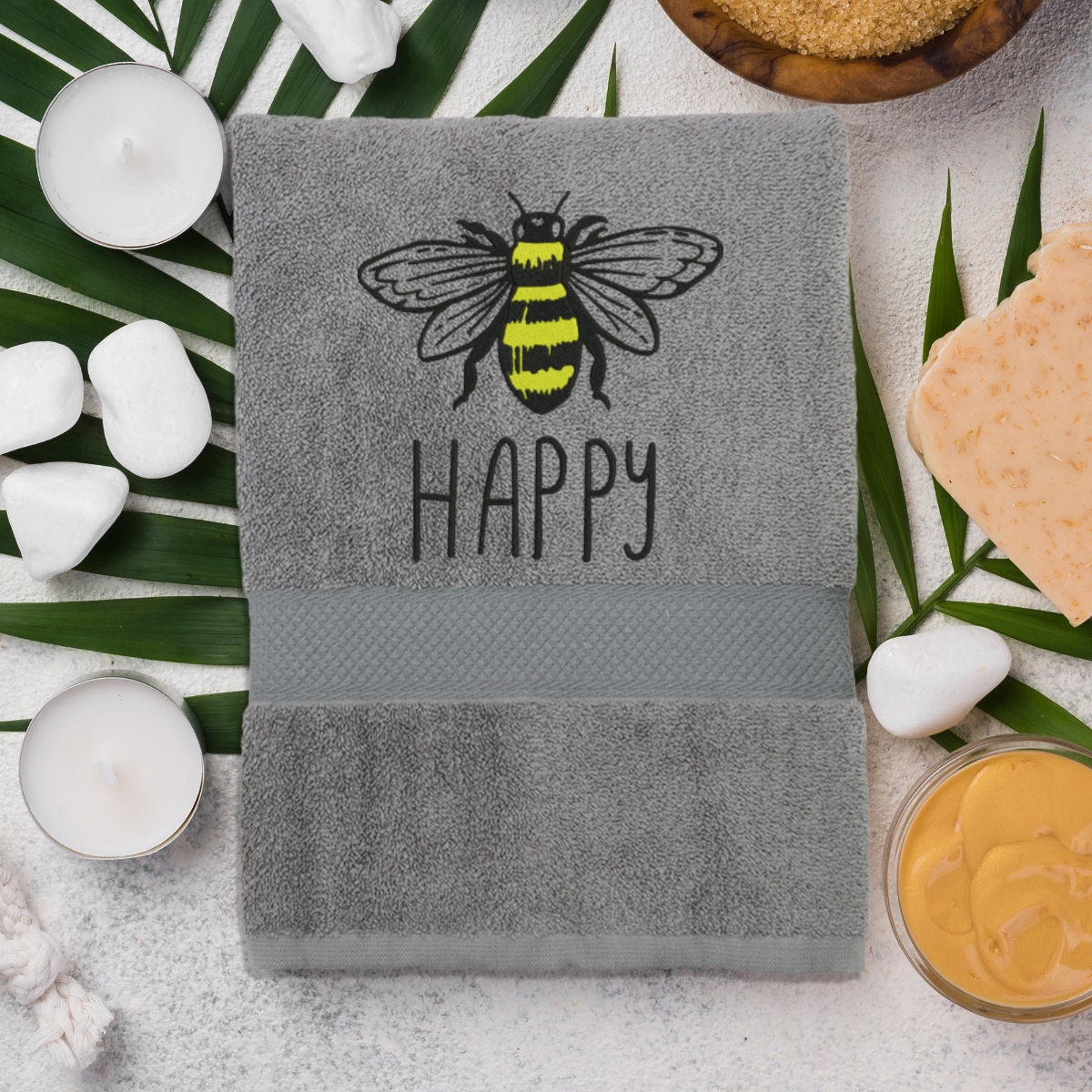 embroidered-towel-happy-bee-cotton-towel-70×140-63342784