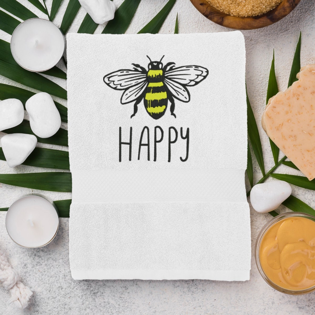 embroidered-towel-happy-bee-cotton-towel-70×140-63342788