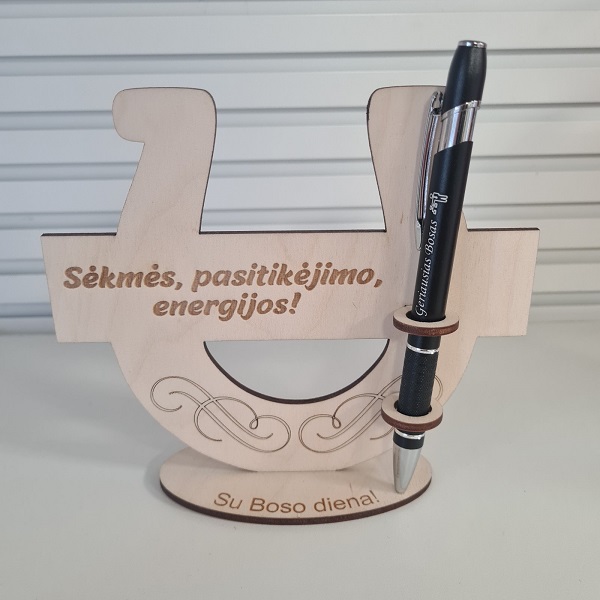 rasiklis boso dienai su pasaga Pasagos formos stovas su rašikliu boso dienai