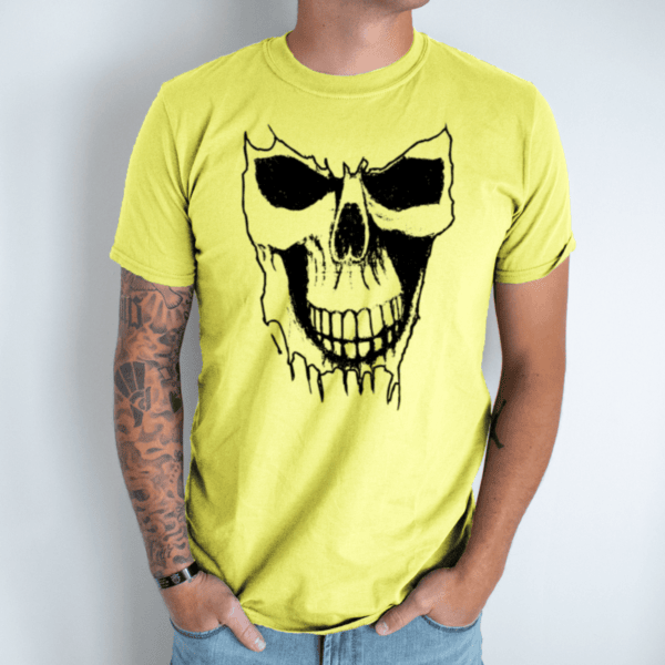 geltona-vyriski-marskineliai-skull