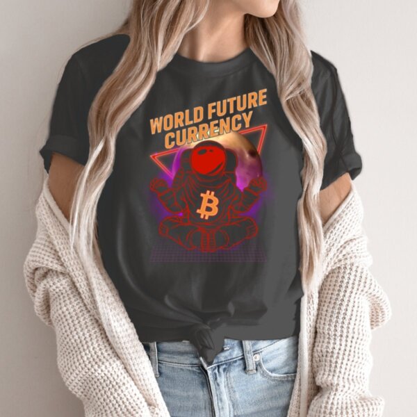 Moteriški marškinėliai „Pasaulinė valiuta - Bitcoinas“