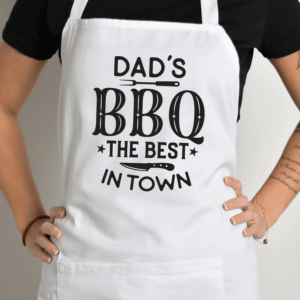 Balta prijuostė su spauda „Dad's BBQ Best“