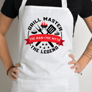 Balta prijuostė su spauda „Grill Master“
