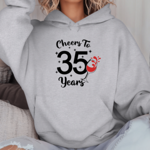 Unisex džemperis su spauda „Cheers to 35 Years“