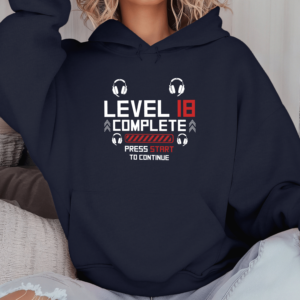 Unisex džemperis su spauda „Level 18 complete“