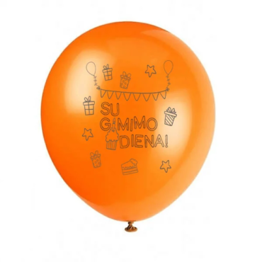 Oranžinis helio balionas „Su gimimo diena!“