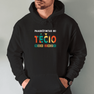 Unisex džemperis su spauda „Paaukštintas iki Tėčio“