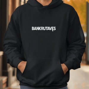 Unisex džemperis su spauda „Bankrutavęs“
