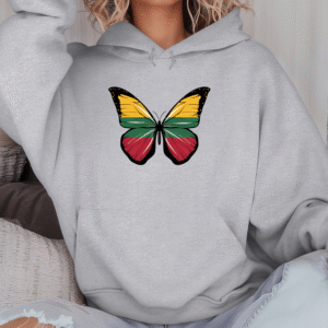 Unisex džemperis su spauda „Drugelis“