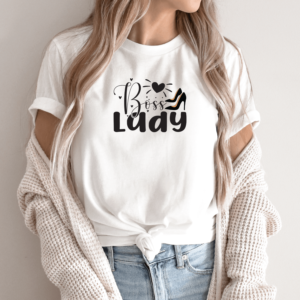 Unisex marškinėliai su spauda „Boss Lady“