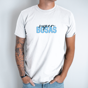 Unisex marškinėliai su spauda „Super Bosas“