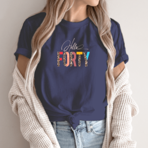 Unisex marškinėliai su spauda „Hello Forty“
