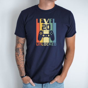 Unisex marškinėliai su spauda „Level 20 Unlocked“
