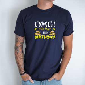 Unisex marškinėliai su spauda „OMG it's my 18“