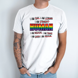 Unisex marškinėliai su spauda „I am Human“