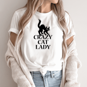 Unisex marškinėliai su spauda „Crazy cat Lady“