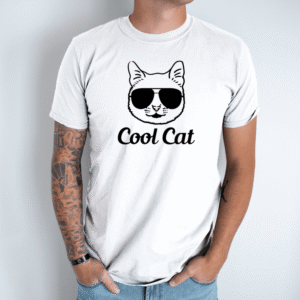 Unisex marškinėliai su spauda „Cool Cat“