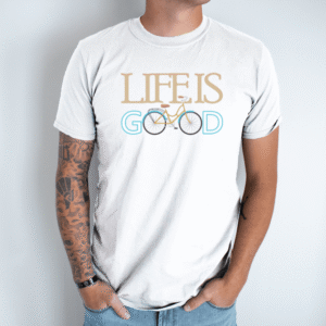 Unisex marškinėliai su spauda „Life Is Good“