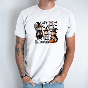 Unisex marškinėliai su spauda „Capy Halloween“