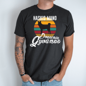 Unisex marškinėliai su spauda „Haskis“