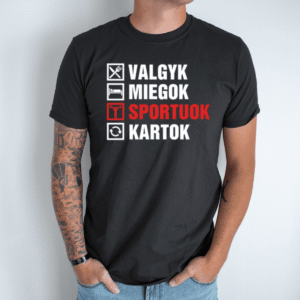 Unisex marškinėliai su spauda „Sportuok“