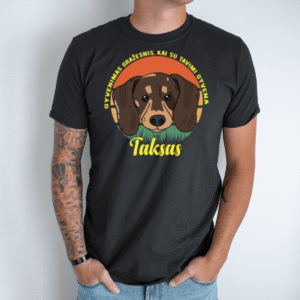 Unisex marškinėliai su spauda „Taksas“