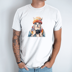 Unisex marškinėliai su spauda „Alpaka“