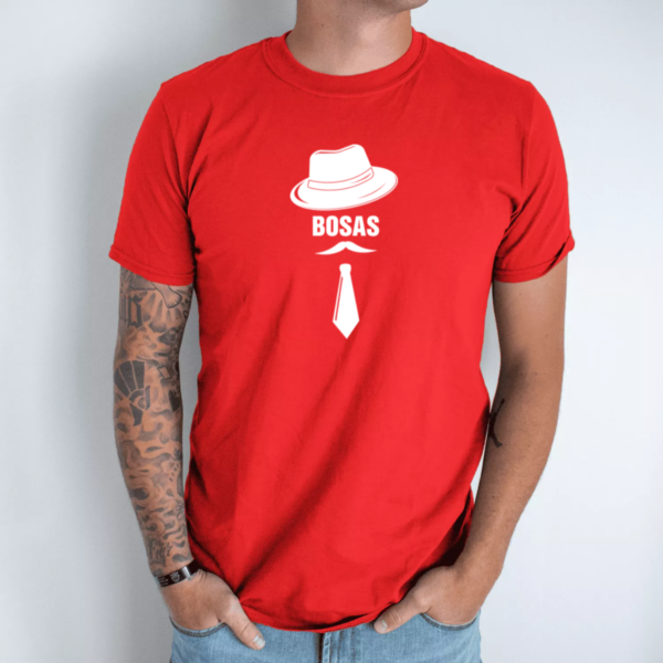 raudona-unisex-marskineliai-su-spauda-ponas-bosas