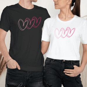 Unisex marškinėliai porai „Retro heart“