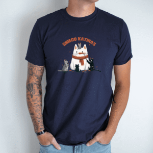 Unisex marškinėliai su spauda „Sniego katinas“