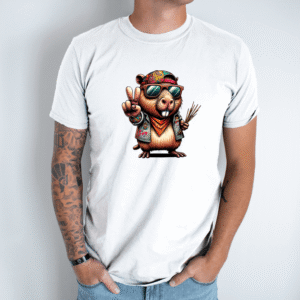 Unisex marškinėliai su spauda „Capybara visiems taika“