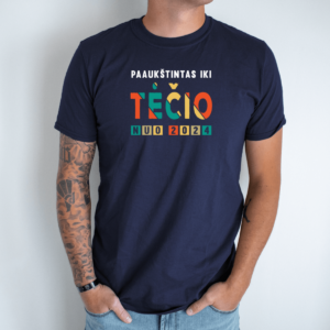Unisex marškinėliai su spauda „Paaukštintas iki Tėčio“
