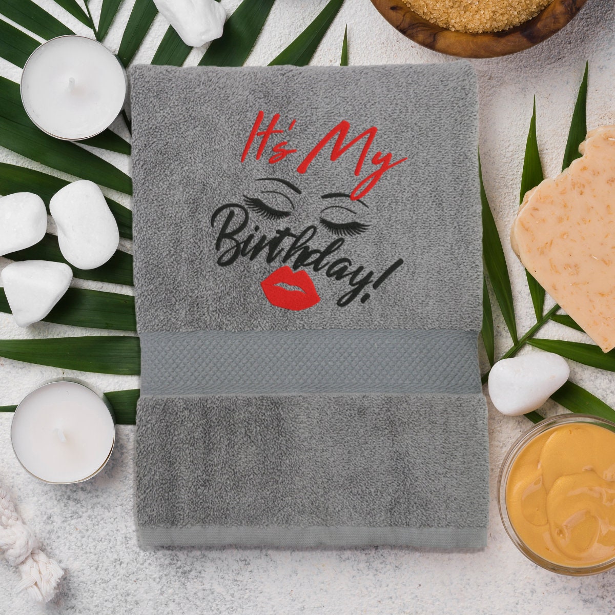 Embroidered Towel “My Birthday”