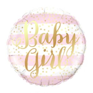 Dryžuotas rožinis balionas Baby girl