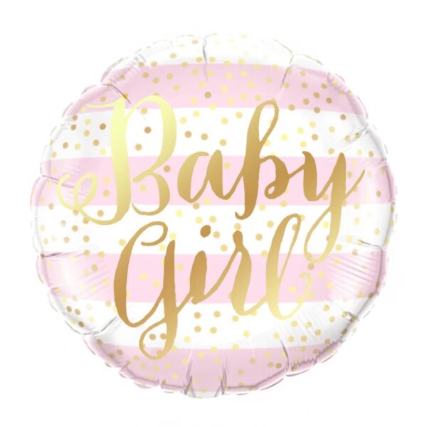 Dryžuotas rožinis balionas Baby girl