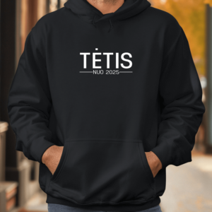 Unisex džemperis su spauda „Tėtis nuo“ su data