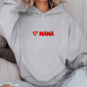 Unisex džemperis su spauda „Mama raudona širdutė“