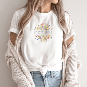 Unisex marškinėliai su spauda „Močiutė vasaros gėlės“