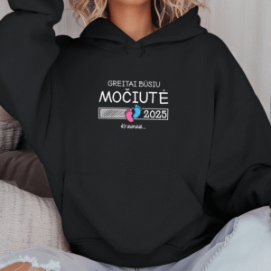 Unisex džemperis su spauda „Greitai būsiu močiutė“