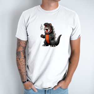 Unisex marškinėliai su spauda „Dino katinas“