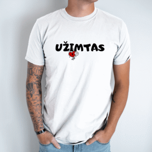 Unisex marškinėliai su spauda „Užimtas su spyna“